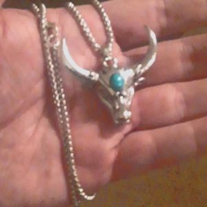 26" Stainless steel Bull head pendant/Bike Chain